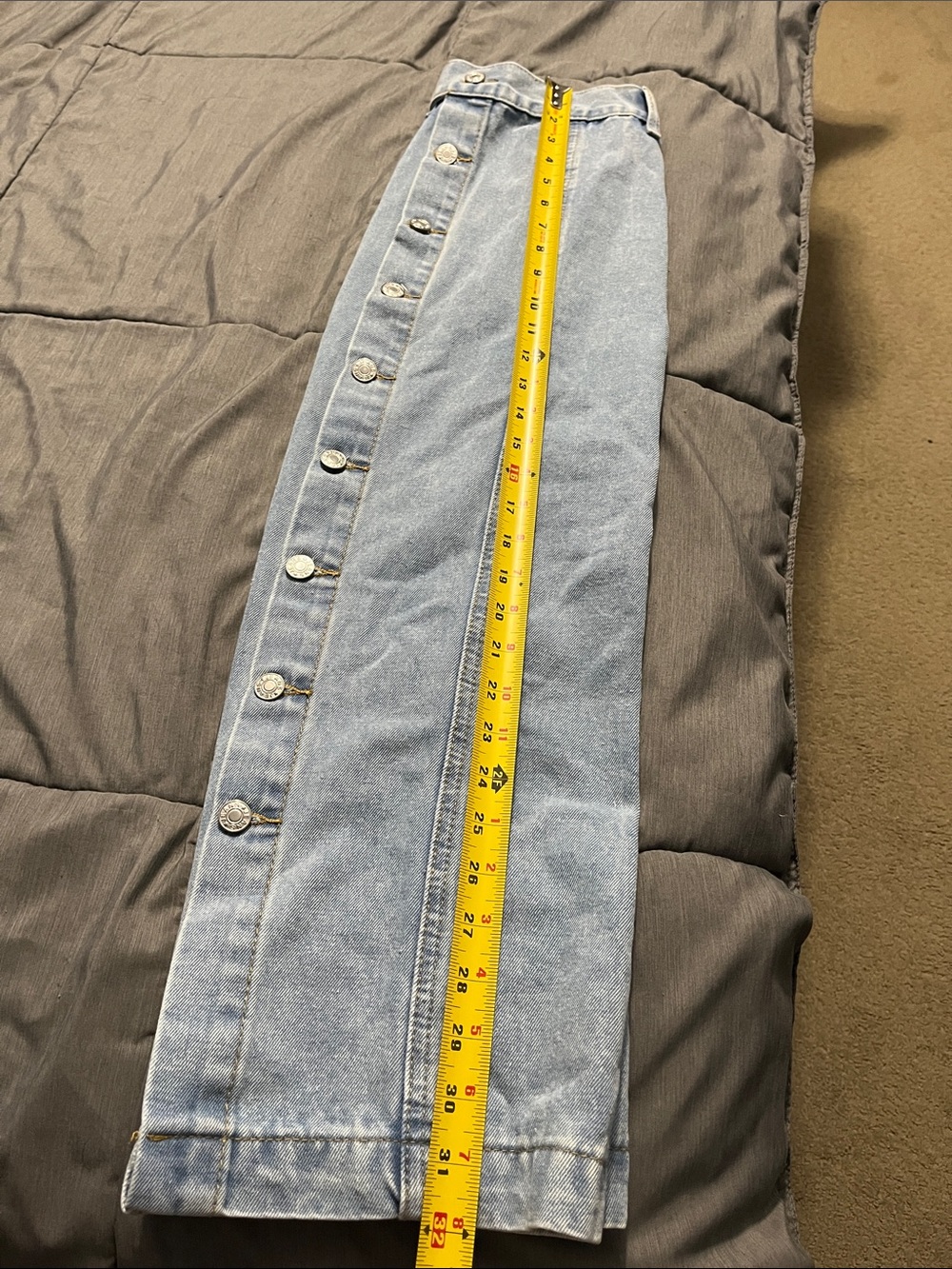 Light Blue Button-Front Denim Midi Skirt - Picture 2 of 5